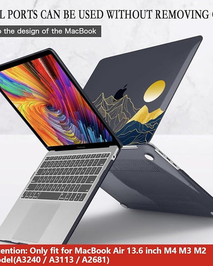 CISSOOK Compatible with MacBook Air 13.6 Inch Case A3240 A3113 A2681, Laptop Hard Shell Mountain Sunshine Cover with Keyboard Cover for MacBook Air 13 M2 M3 M4 Release 2022 2024 2025