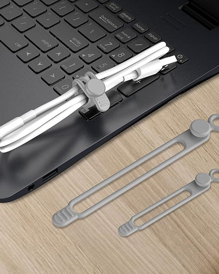 Nearockle Silicone Cable Ties Cord Organizer for Cable Management, 16PCS 4.2" and 7.1" Reusable Cable Organizer Electronic Accessories for Home, Office, Kitchen, School, Travel (Grey)