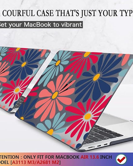 CISSOOK Compatible with MacBook Air 13 inch Case 2025 2024 2023 2022 Release M4 M3 M2 Chip, Plastic Hard Shell Cover Keyboard Skin for MacBook Air 13.6 inch A3240 A3113 A2681, Daisy Flowers