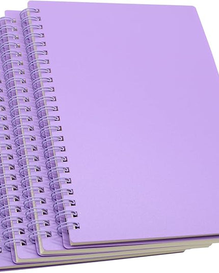Yansanido Spiral Notebook, 4 Pcs 8.3 Inch x 5.9 Inch A5 Purple Thick Plastic Hardcover 8mm Ruled 80 Sheets -160 Pages Journals for Study and Notes (Purple, A5)