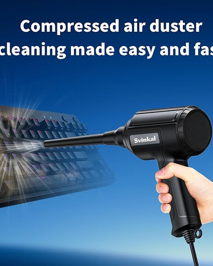 Compressed air Duster Electric 500W, Canned air Replacement, 40000RPM Air Blower, Stepless Speed, an AC dust Blower with 6ounces of Blowing Power for Computer Keyboards etc Electronic Duster