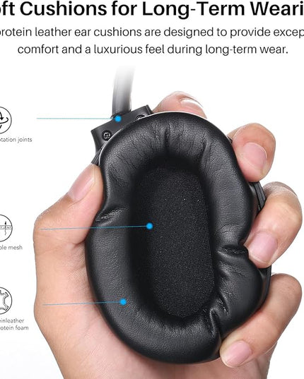 TOZO Hybrid Active Noise Cancelling Headphones, Wireless Over Ear Bluetooth Headset, 40H Playtime, Hi-Res Audio Custom EQ via App Deep Bass Comfort Fit Ear Cups, for Home Office Travel Black