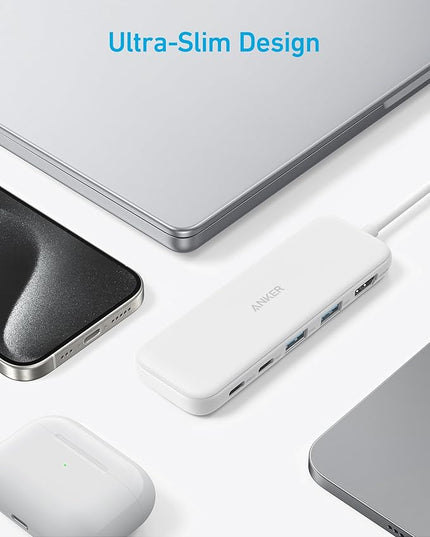 Anker USB C Hub, 5-in-1 USBC to HDMI Splitter with 4K Display, 1 x Powered USB-C 5Gbps & 2×Powered USB-A 3.0 5Gbps Data Ports for MacBook Pro, MacBook Air, Dell and More (White)