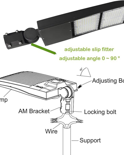 LED Flying Direct 300W LED Parking Lot Lights, 20KV Surge Protection LED Shoebox Lights with Slip Fitter Mount, 5000K 1000W MH/HPS Equiv. 39,000LM - 40,500LM, DLC Premium UL cUL AC 100-277V