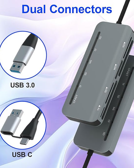 6 in 1 Memory Stick Pro Duo Card Reader, Memory Stick Pro Duo Adapter USB C for SD/TF/CF/MS/XD/Cfast Cards, SD Card Reader for iPhone, Tablet, Laptop, Windows, Android, Camera, Trail Camera