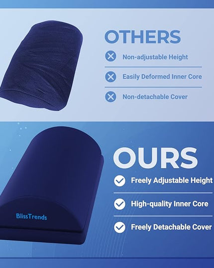 BlissTrends Foot Rest for Under Desk at Work-Versatile Foot Stool with Washable Cover-Comfortable Footrest with 2 Adjustable Heights for Car,Home and Office to Relieve Back,Lumbar,Knee Pain-Blue Long