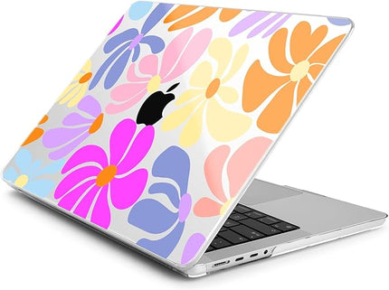 DONGKE Case for M5 MacBook Pro 14 inch 2025 2024-2021 M4 M3 M2 M1, Plastic Hard Shell Cover Compatible with A3434 A3112 A3401 A3185 A2992 A2779 A2442, Retina XDR Display & Touch ID, Power Florals