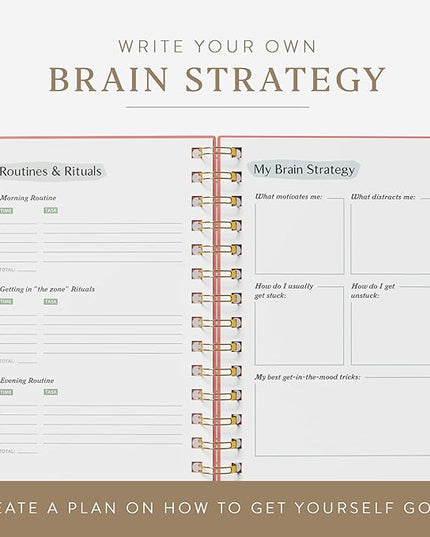 The ADHD Planner - Undated Daily Weekly Schedule Organizer Journal for Disorganized People - Habit Tracker Record Emotions & Mood - Academic Goals - Structure & Focus for Adults Brains (Spiral)