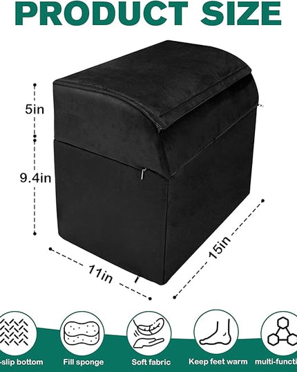 Adjustable Foot Rest Under Desk Removable Warmer Pocket Desk Foot Stool with High-Density Foam and Washable Cover Ergonomic Black Leg Rest for Home Office