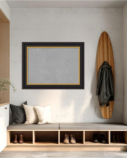 Amanti Art Black Framed Magnetic Board 26x34 Medium Vision Board for use with Magnets, 100% Metal Sheet to Display Items as Office Decor or for Home Organization in mudroom, Kitchen or Kids Room