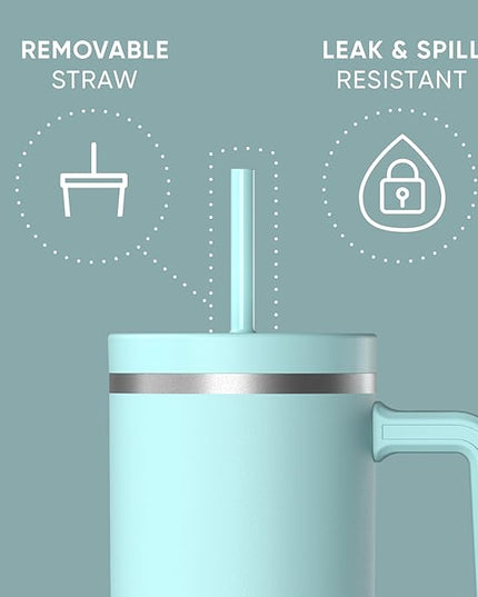 Hydrapeak Voyager 40 oz Tumbler with Handle and Straw Lid | Reusable Stainless Steel Water Bottle Travel Mug Cupholder Friendly | Insulated Cup (Alpine)