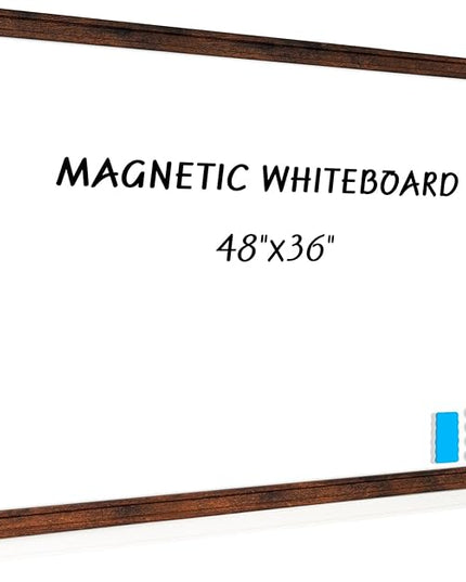 Large White Board for Wall, 48''x36'' Magnetic Dry Erase Board, 4'x3' Decorative Whiteboard with White Vintage Wooden Frame, Hanging Writing Board for Home Office School Classroom