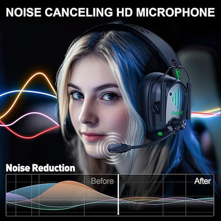 Wireless Gaming Headset for PS5, PS4, PC, Switch – 2.4GHz & Bluetooth Gaming Headphones with Mic, 3D Stereo Surround Sound, 20ms Low Latency, ENC Noise Canceling, RGB Light, 50H Battery