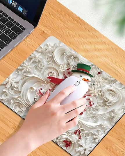 Christmas in The Snow Square Mouse pad, Texture, Waterproof, Anti Slip Rubber Base, Computer Mouse pad, Laptop Mouse pad