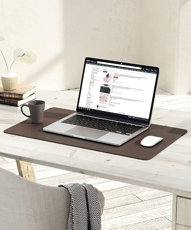 YSAGi Non-Slip Leather Desk Pad, Waterproof Laptop Computer Desk Keyboard Mat, Table Protector Blotter Mat, Large Mouse Pad for Office/Work/Home/Decor(Dark Brown, 23.6" x 13.7")