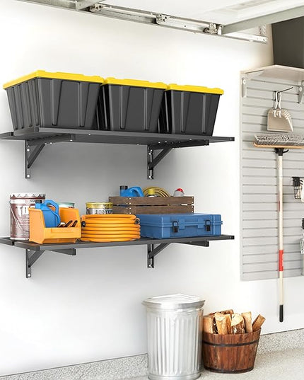 WALMANN 2 Pack Heavy Duty Wall Shelves, 2 ft x 4 ft Wall-Mounted Garage Storage Shelf, Floating Shelf, Hold 400 lbs/Shelf