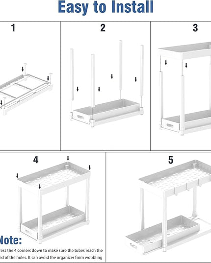 2 Pack Pull-Out Storage Organizers, Under Sink Organizer and Storage for Bathroom & Kitchen,Multi-Purpose Under Cabinet Organizers and storage Black