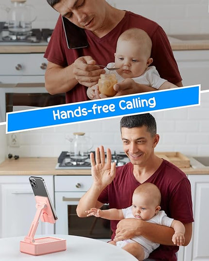TechGlow Gifts for Men Women Foldable Cellphone Stand with Charging Function Birthday Gift Idea for Mom Dad Cool Gadget Tech Gifts-Pink