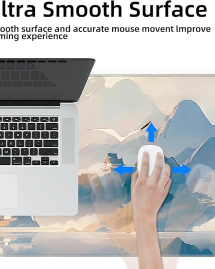 Galdas Gaming Mouse Pad XXL XL Large Long Extended Big Mousepad Non-Slip Rubber Keyboard Mouse Pad with Stitched Edges for Laptop Home Office (31.5x11.8x0.08 Inch) -Cloud Scenery