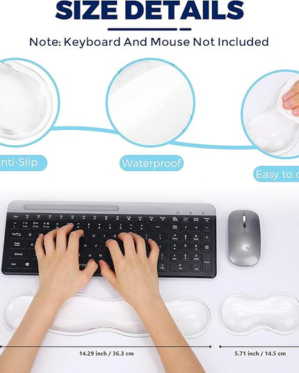 Gel Wrist Rest for Keyboard and Mouse, Wrist Rest for Keyboard, Mouse Wrist Support, Pain Relief, Cool Touch, Non-Skid, Mouse Wrist pad
