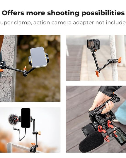 K&F CONCEPT 9.8" Magic Arm, 1/4" Screw Camera Mount Arm 360° Ball Heads for DSLRs, Monitor, Flash, LED Light, Microphone, Camera Cage, Action Camera
