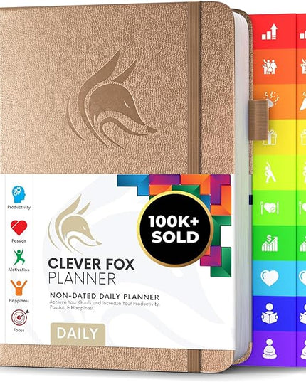Clever Fox Daily Planner – Undated Planning Notebook with Hourly Schedule & To-Do List – Personal Day Task & Work Organizer, 6 Months (Pearl)