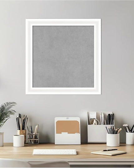 Amanti Art White Framed Magnetic Board 19x19 Small Vision Board for use with Magnets, 100% Metal Sheet to Display Items as Office Decor or for Home Organization in mudroom, Kitchen or Kids Room