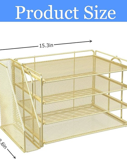 gianotter 4-Tier Paper Organizer With Magazine Holder, Desk Organizers and Accessories, Desk Accessories & Workspace Organizers, File Organizer for Office Supplies Storag (Gold, 4-Tier)