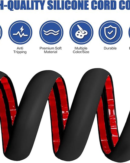 Floor Cord Cover Self Adhesive Cord Hider,10FT Cable Management, Extension Strip Protector for Wires, Prevent Cable Trips for Offices, Gyms, Exhibitions Cavity:0.39"(W) x 0.27"(H) Black
