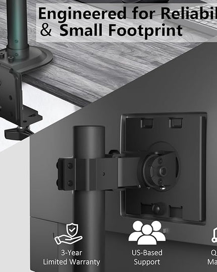WALI Heavy Duty Single Monitor Arm Desk Mount for 13-49 Inch Screens, Ultrawide Monitor Stand with Full Motion Tilt, Swivel, Rotation, Holds up to 44 lbs, C-Clamp Mount for VESA 75/100mm,(M001S)