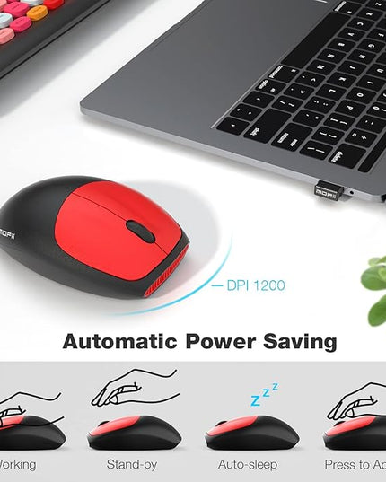 MOFII Wireless Keyboard and Mouse Combo Silent, Slim Compact 2.4G USB Full Size, Cute Keyboard 110 Keys for PC, Notebook, MacBook, Tablet, Laptop, Windows System
