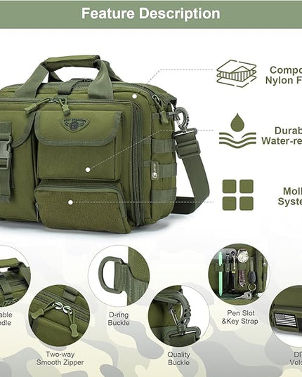 Stypos Tactical Laptop Bag for Men,14inch/15.6inch/17.3inch Messenger Bag Military Shoulder Bag,Flight Work Bags for Pilots