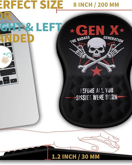 Hokafenle Ergonomic Mouse Pad Wrist Support with Massage Design, Wrist Rest Pain Relief Mousepad with Memory Foam&Non-Slip PU Base, Mouse Pads for Wireless Mouse & Desk (12x8 inch,Gen X)