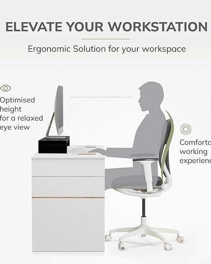 Anji Mountain Wooden Monitor Stand - Elegant Monitor Riser, Perfect Monitor Stand for Desk Organization, Durable Wood Construction monitor stands, Enhances Ergonomics and Workspace Efficiency,Black
