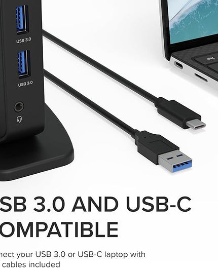 Plugable Dual DisplayPort & HDMI Docking Station - USB 3.0 & USB-C Laptop Dock for Dual Monitors, DisplayLink, Mac (Driver Required), ChromeOS & Windows, Gigabit Ethernet and Audio (UD-6950Z)