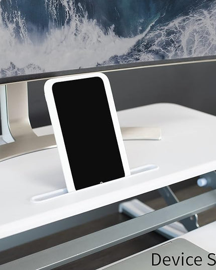 VIVO 42 inch Height Adjustable Stand Up Desk Converter, V Series, Quick Sit to Stand Tabletop Dual Monitor Riser Workstation, White, DESK-V000VLW