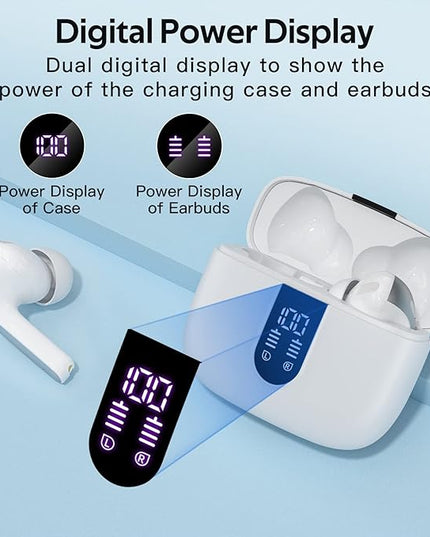 TAGRY 2 Sets X08 White and Sunset Pink Bluetooth Headphones True Wireless Earbuds 60H Playback Ear Buds with Wireless Charging Case in-Ear Earbuds with Mic