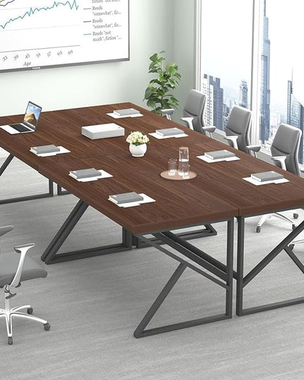 HSH Walnut Computer Desk, Industrial Modern Metal Wood Desk Workstation, Rustic Executive PC Laptop Work Desk Table for Home Office, Simple 55 Inch Writing Study Gaming Desk in Bedroom Living Room
