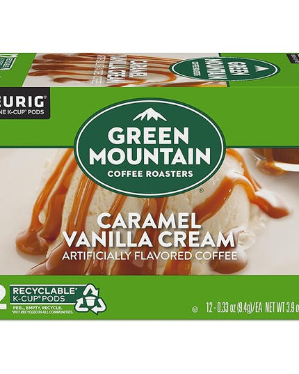 Green Mountain Coffee Roasters Caramel Vanilla Cream Keurig Single-Serve K-Cup pods, Light Roast Coffee, 12 Count
