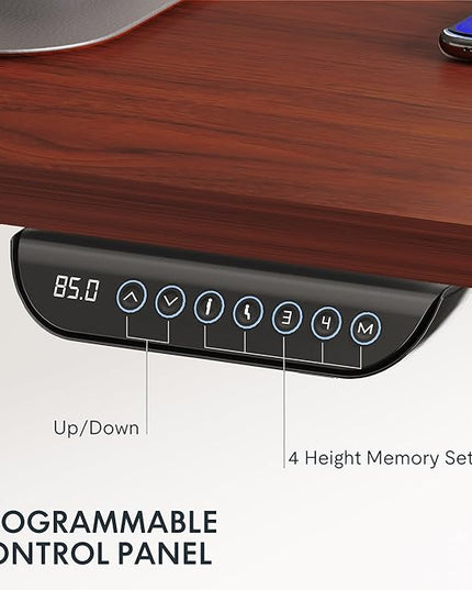 FLEXISPOT E6 MAX Dual Motor 55x28 Inch 3-Stage Heavy Duty Standing Desk, 330lbs Weight Capacity, Height Adjustable Desk w/Cable Management & Wheels (Seamless Mahogany Desktop + Black Frame)