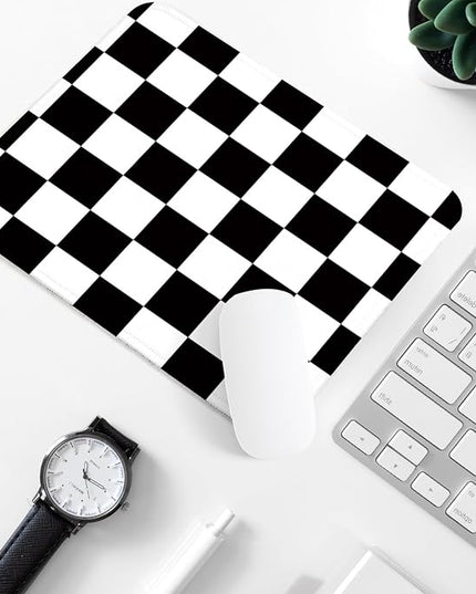 Black and White Checkered Square Mouse Pad,Non-Slip Rubber Base Mouse Pad, Home Office Decoration Desktop Accessory,Laptop Mouse Pad for Office Laptops,9.4x7.8x0.12in.