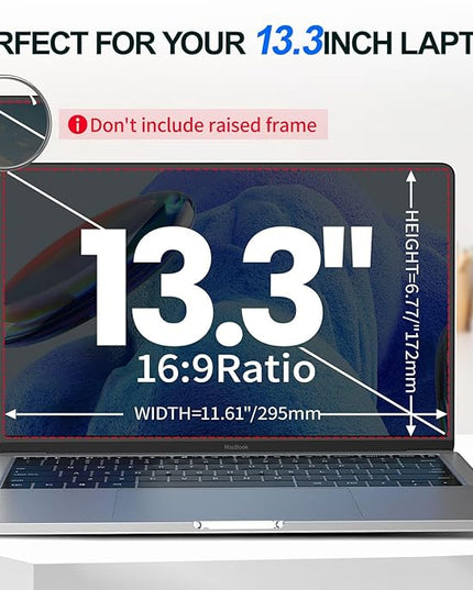 GUDTEKE 2Pack Magnetic 13.3 Inch Laptop Privacy Screen 16:9 Aspect Ratio, Removable Anti-Blue/Glare Protector Film, Anti Spy Desktop Security Private Filter 13.3in