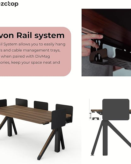 DEZCTOP Revon Elite Electric Standing Desk, 59" x 31.5" Large Work Surface, Height Adjustable (25.6"-51.2"), Sturdy Keel Frame, with Magnetic Modular System, Anti-Collision, Walnut for Home Office
