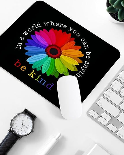 Colorful Flower Square Mouse Pad,Non-Slip Rubber Base Mouse Pad,Home Office Decoration Desktop Accessory,Laptop Mouse Pad for Office Laptops, 9.4x7.8x0.12inch.