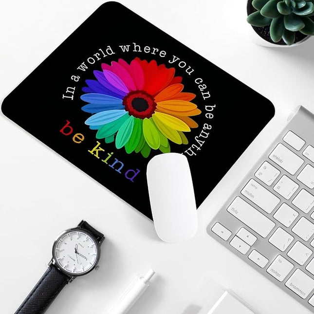 Colorful Flower Square Mouse Pad,Non-Slip Rubber Base Mouse Pad,Home Office Decoration Desktop Accessory,Laptop Mouse Pad for Office Laptops, 9.4x7.8x0.12inch.