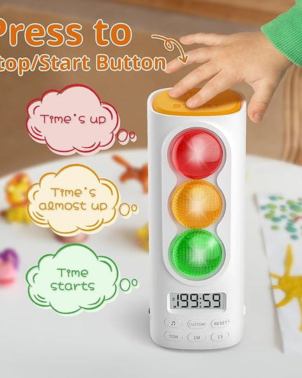 Traffic Light Visual Timer&ADHD Tool for Kids Adults Display Volume Adjustment, with 4 Ringtones for Classroom Desk Home Kitchen Game Countdown Pause Memory Function Charger Type C Included