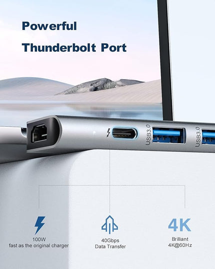 USB C Hub Adapter MacBook - UtechSmart 7 in 2 MacBook Pro/Air Accessories Multiport Adapter with Thunderbolt 3 Port, 100W PD 4K@30Hz, 40Gbps 4K HDMI, 3*USB3.0 Data Port SD and MicroSD Card Reader