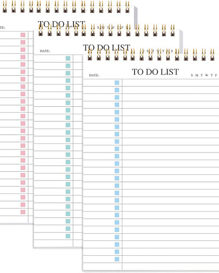 To Do List Notepad 3 Pack, Undated Daily Planner Notepad With To Do List Notebook Checklist Planner Spiral Waterproof Notepad for Office Supplies, School Planner, 52 Sheets/Pack, 5.5"*8.3" A5 Size