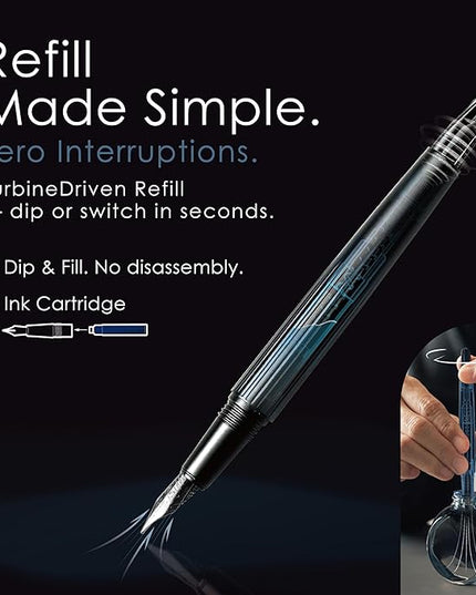 TAG Submarine Luxury Fountain Pen – TurbineDriven Refill, Gold-Plated Fine Nib, Elegant Writing Gift for Men & Women, Designed by Award-Winning Team