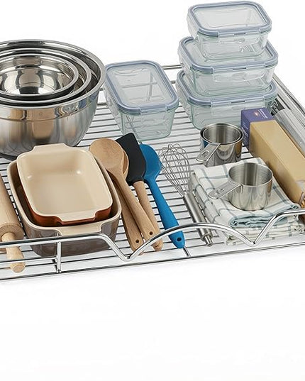 HOLDN’ STORAGE Pull Out Cabinet Organizer, Heavy Duty Caddy w/Lifetime Limited Warranty -24”W x 21”D - Requires At Least 25-1/4” Cabinet Opening, Steel Metal Cabinet Drawers Slide Out, Chrome